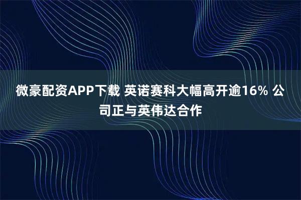 微豪配资APP下载 英诺赛科大幅高开逾16% 公司正与英伟达合作