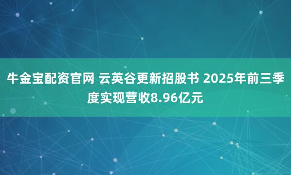 牛金宝配资官网 云英谷更新招股书 2025年前三季度实现营收8.96亿元