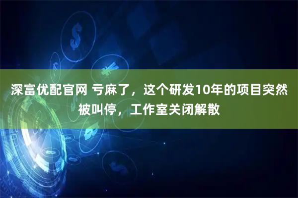深富优配官网 亏麻了，这个研发10年的项目突然被叫停，工作室关闭解散